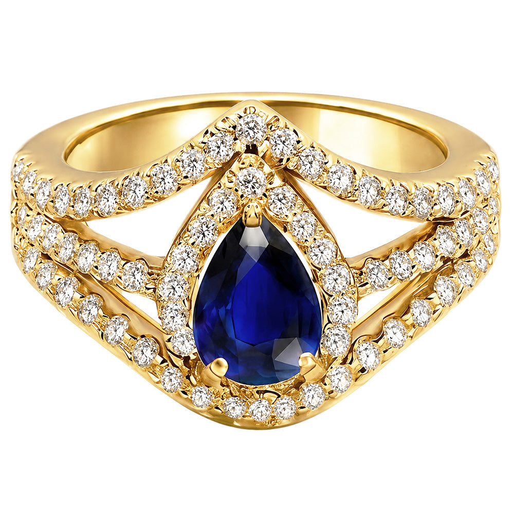 Natural Sapphire Ring 4.50ct - Yellow Gold 14K