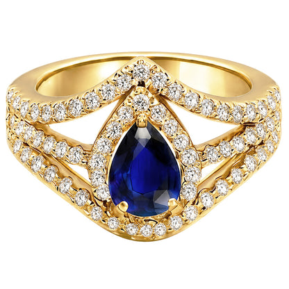 Natural Sapphire Ring 4.50ct - Yellow Gold 14K