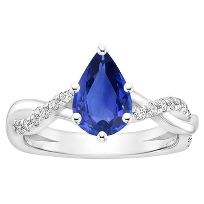 Natural Sapphire Ring 4.75ct - White Gold 14K