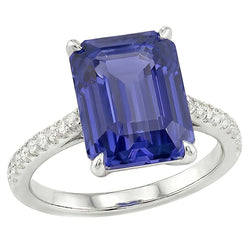 Natural Sapphire Ring 4ct - White Gold 14K
