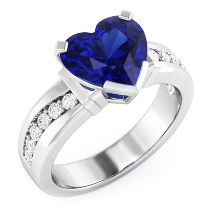 Natural Sapphire Ring 4ct - White Gold 14K