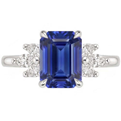 Natural Sapphire Ring 4ct - White Gold 14K