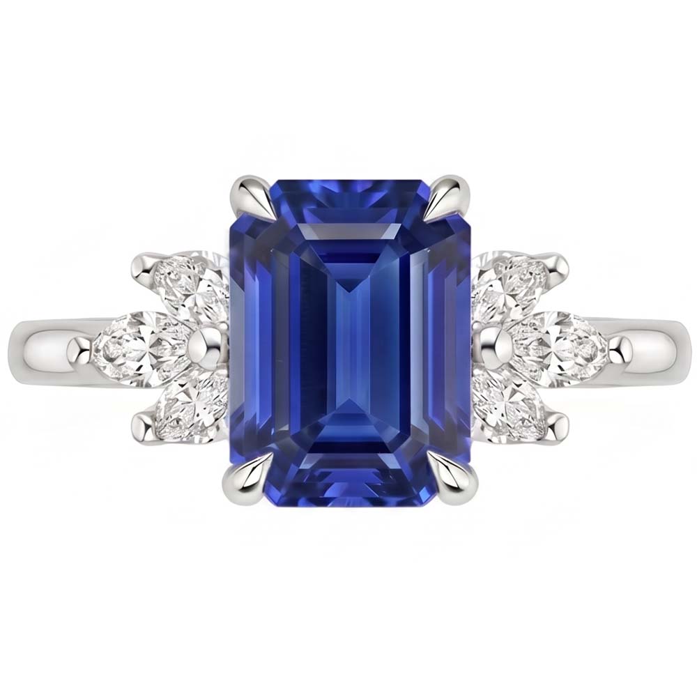 Natural Sapphire Ring 4ct - White Gold 14K