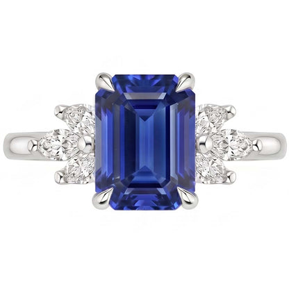 Natural Sapphire Ring 4ct - White Gold 14K