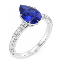 Natural Sapphire Ring 4ct - White Gold 14K