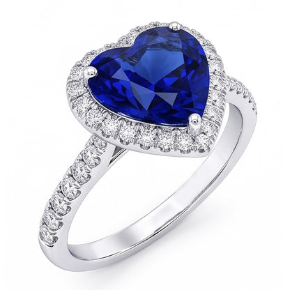 Natural Sapphire Ring 4ct - White Gold 14K