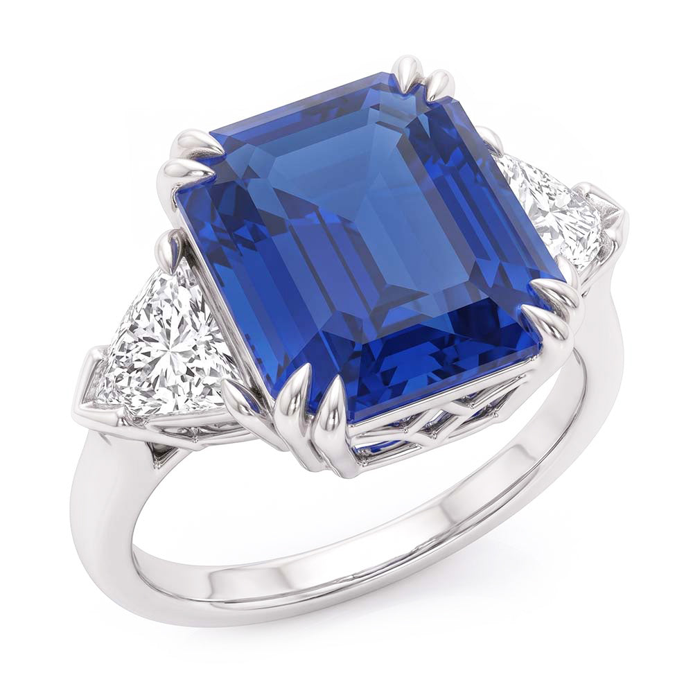 Natural Sapphire Ring 4ct - White Gold 14K