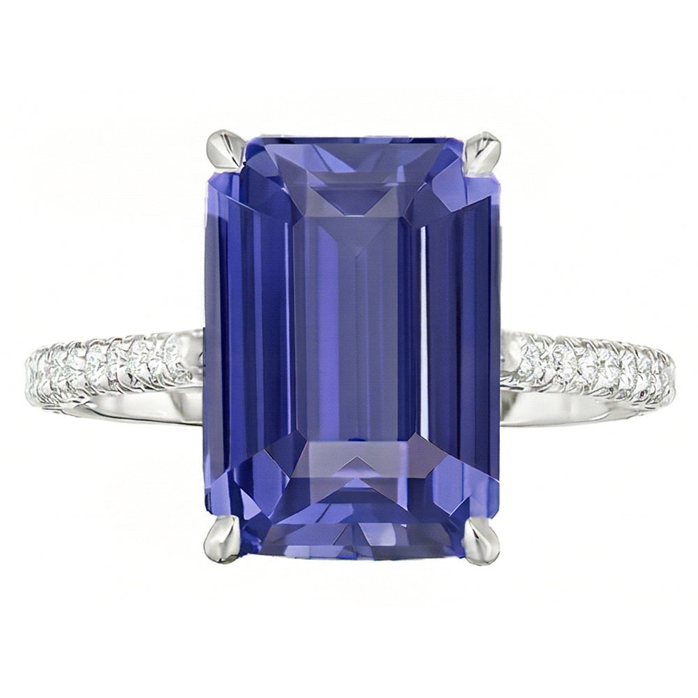 Natural Sapphire Ring 4ct - White Gold 14K