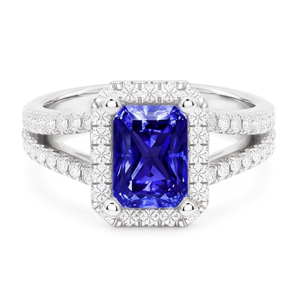 Natural Sapphire Ring 4ct - White Gold 14K