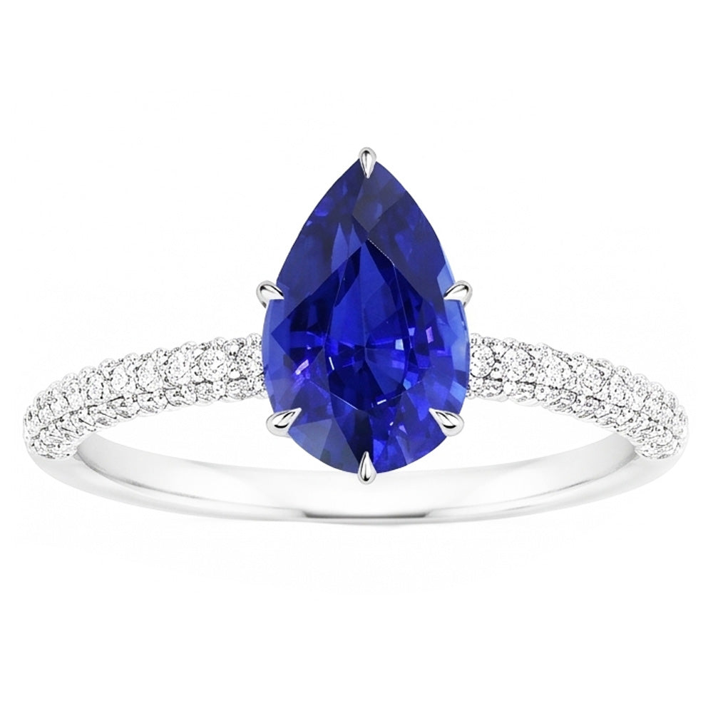 Natural Sapphire Ring 4ct - White Gold 14K