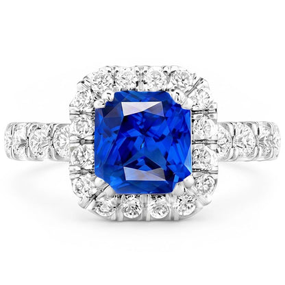Natural Sapphire Ring 4ct - White Gold 14K