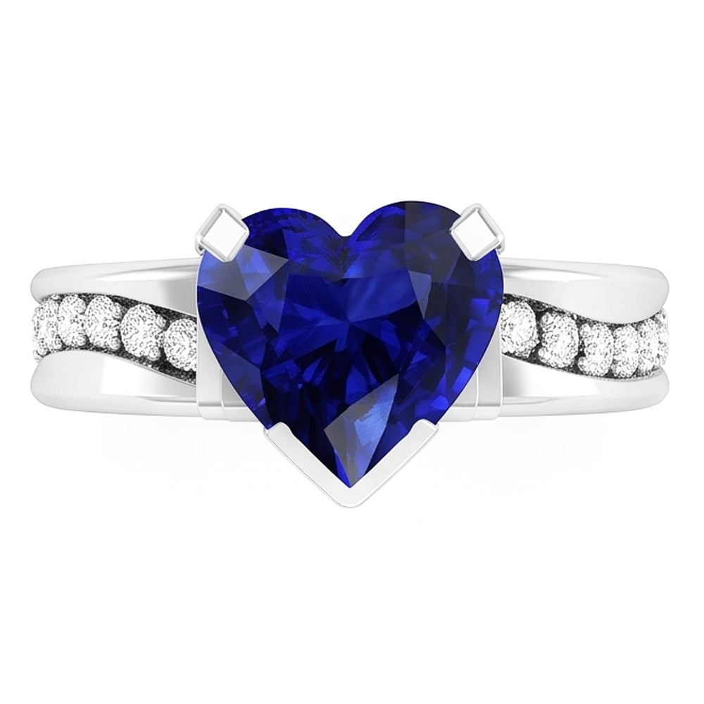 Natural Sapphire Ring 4ct - White Gold 14K