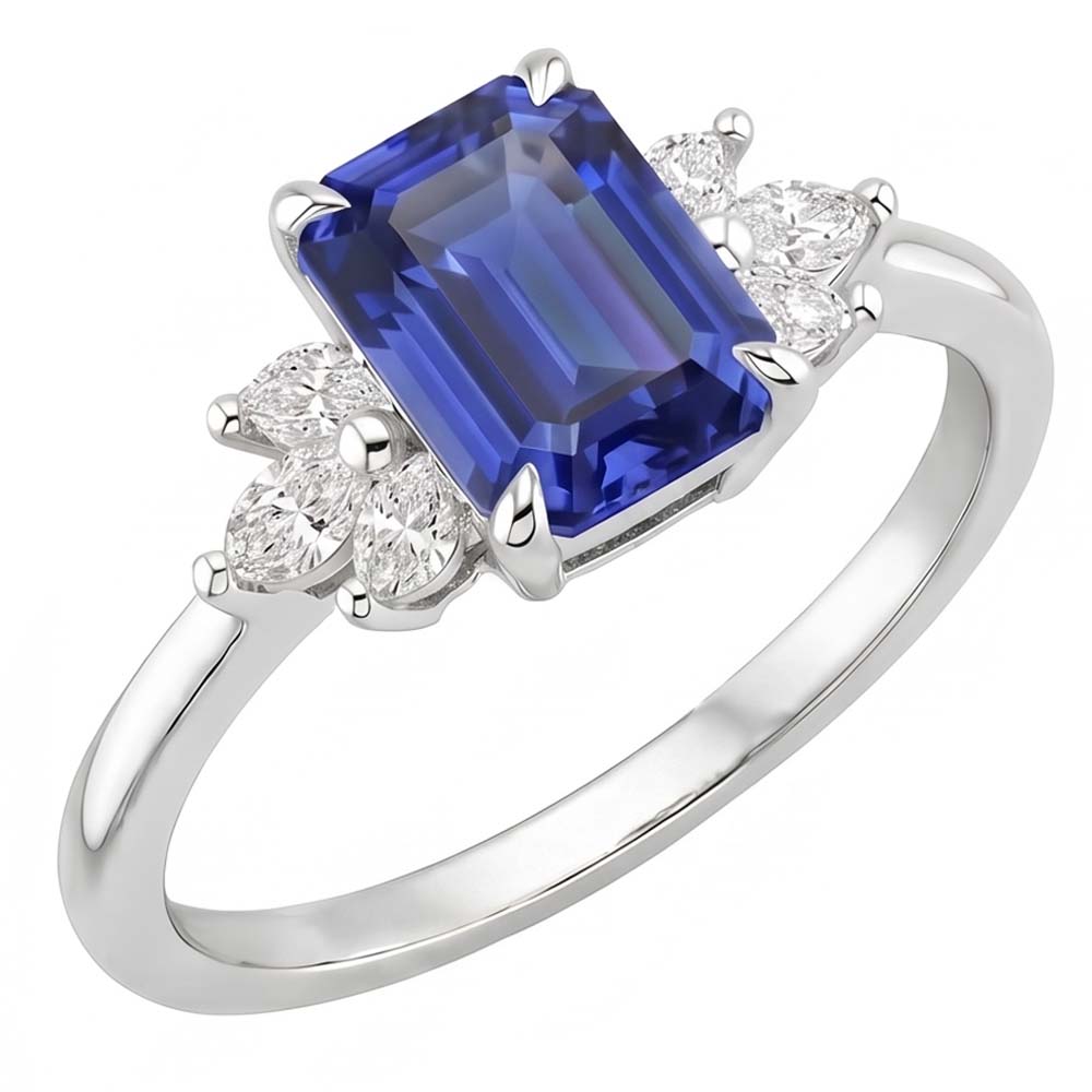 Natural Sapphire Ring 4ct - White Gold 14K