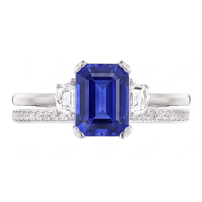 Natural Sapphire Ring 4ct - White Gold 14K