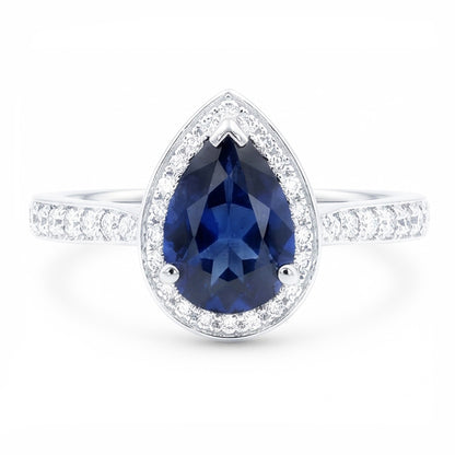 Natural Sapphire Ring 4ct - White Gold 14K