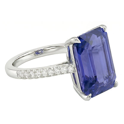 Natural Sapphire Ring 4ct - White Gold 14K