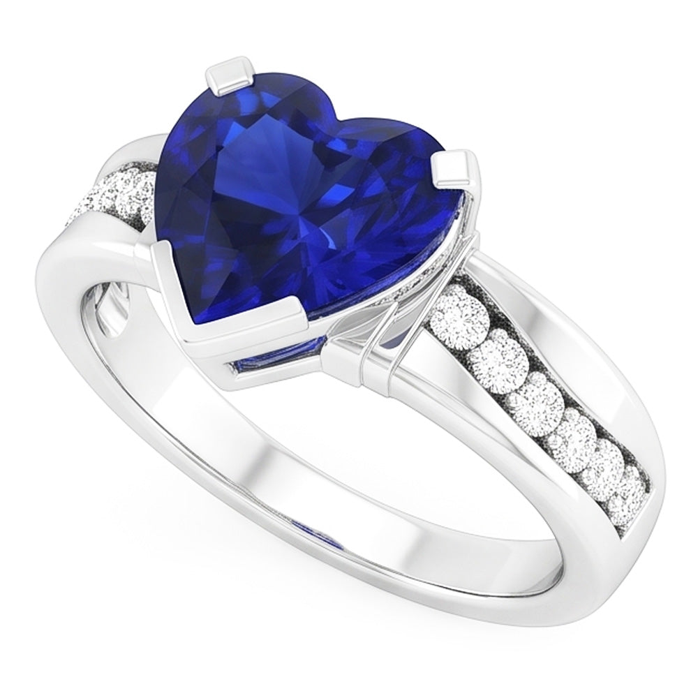 Natural Sapphire Ring 4ct - White Gold 14K