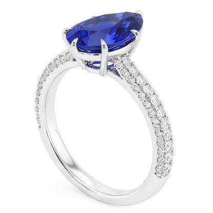 Natural Sapphire Ring 4ct - White Gold 14K