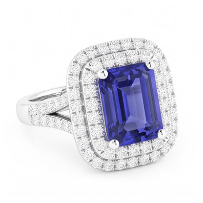 Natural Sapphire Ring 4ct - White Gold 14K