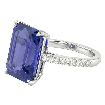 Natural Sapphire Ring 4ct - White Gold 14K