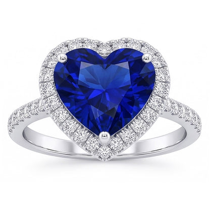 Natural Sapphire Ring 4ct - White Gold 14K