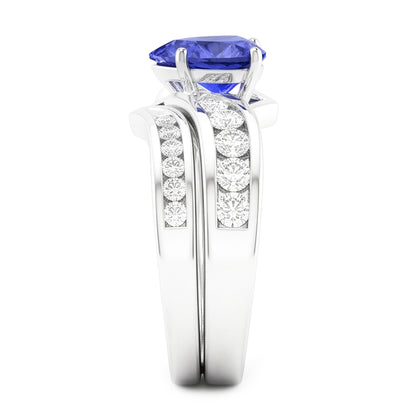 Natural Sapphire Ring 4ct - White Gold 14K