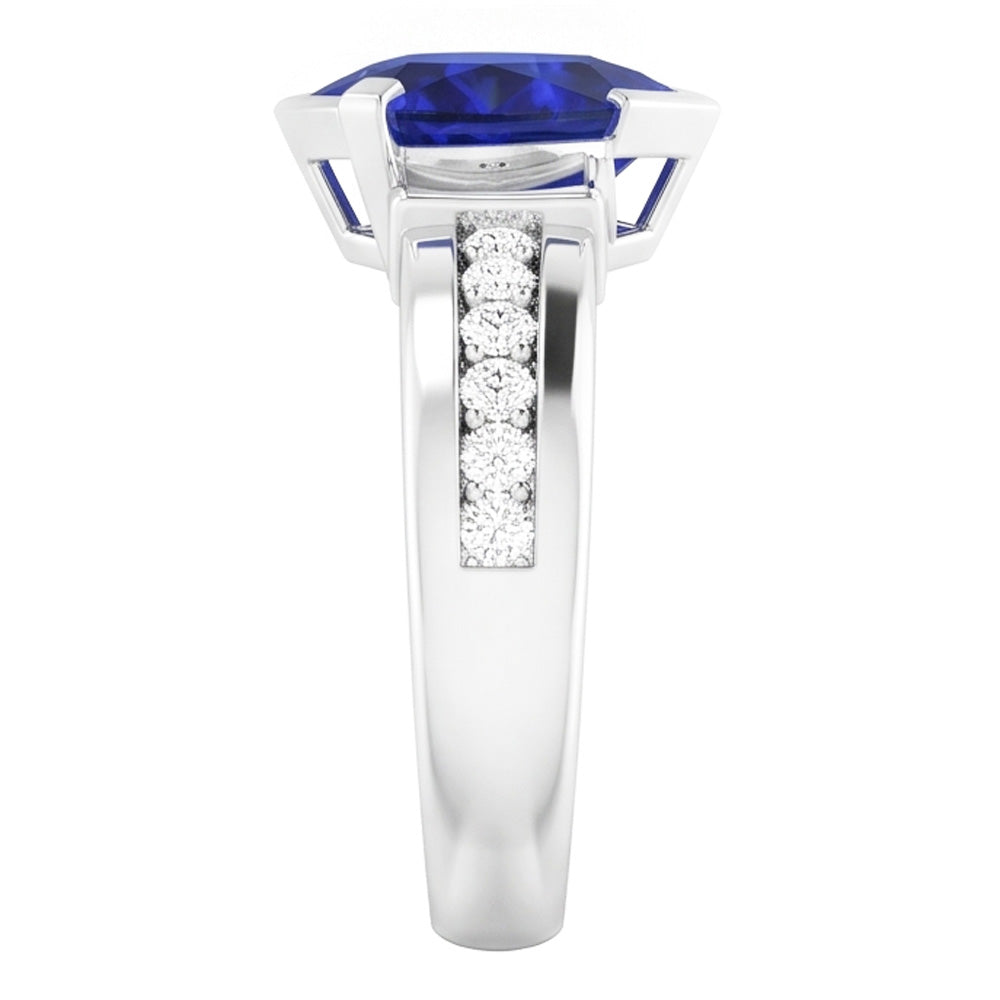 Natural Sapphire Ring 4ct - White Gold 14K