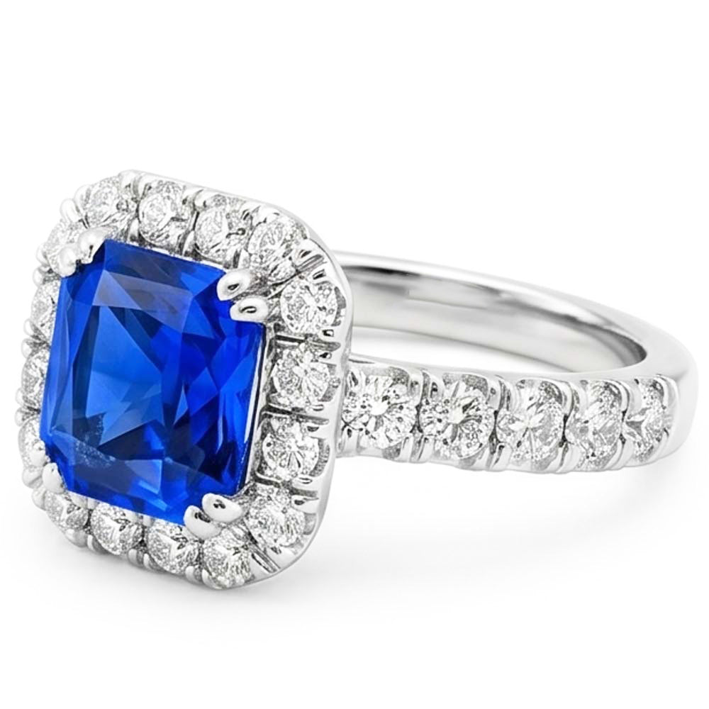 Natural Sapphire Ring 4ct - White Gold 14K