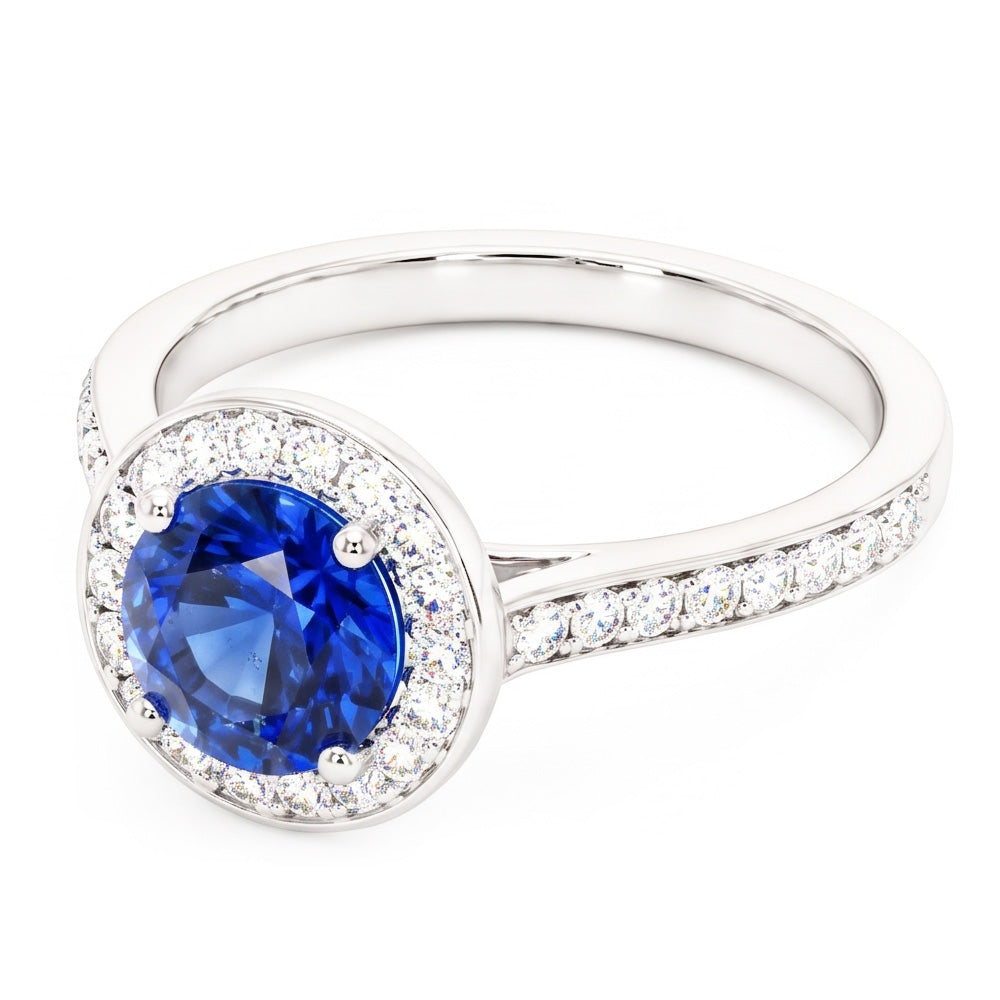 Natural Sapphire Ring 4ct - White Gold 14K