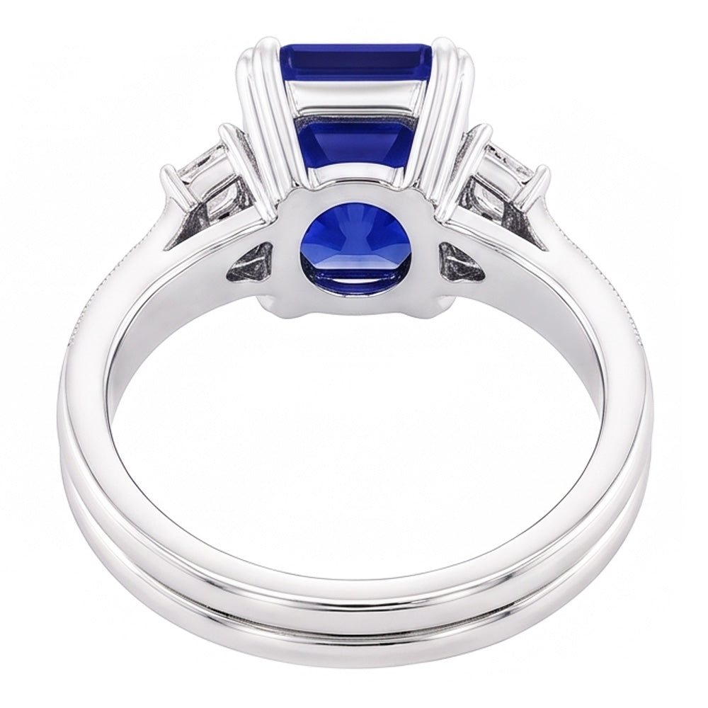 Natural Sapphire Ring 4ct - White Gold 14K