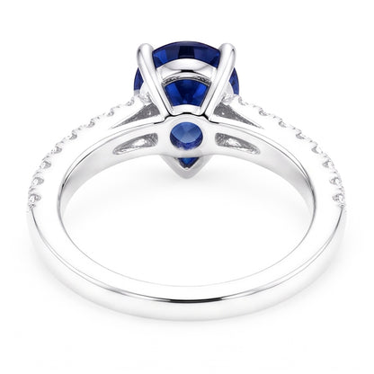 Natural Sapphire Ring 4ct - White Gold 14K