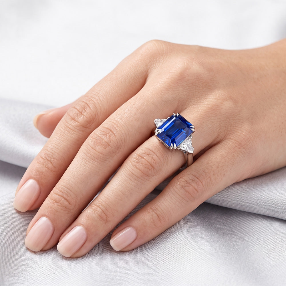 Natural Sapphire Ring 4ct - White Gold 14K