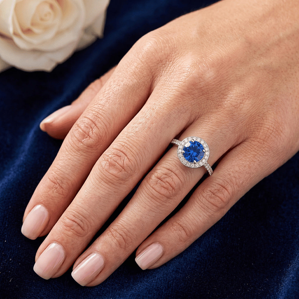 Natural Sapphire Ring 4ct - White Gold 14K
