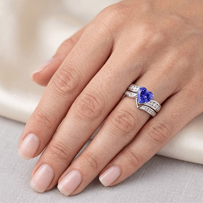 Natural Sapphire Ring 4ct - White Gold 14K