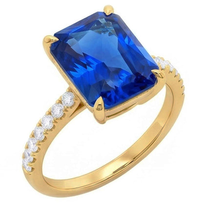 Natural Sapphire Ring 4ct - Yellow Gold 14K