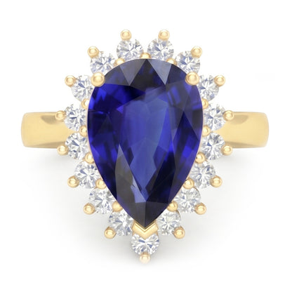 Natural Sapphire Ring 4ct - Yellow Gold 14K