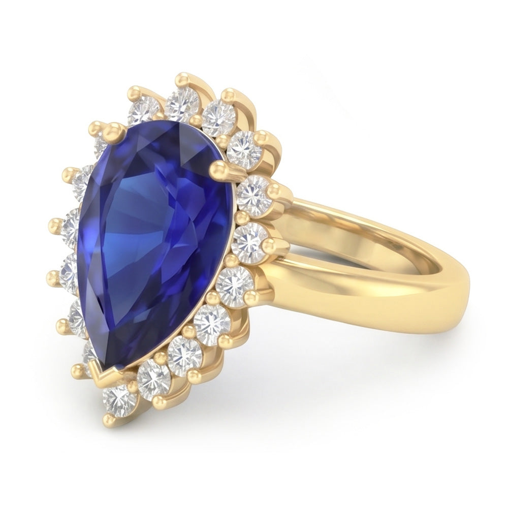 Natural Sapphire Ring 4ct - Yellow Gold 14K