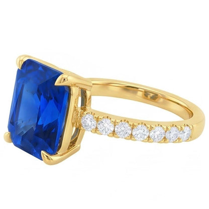 Natural Sapphire Ring 4ct - Yellow Gold 14K
