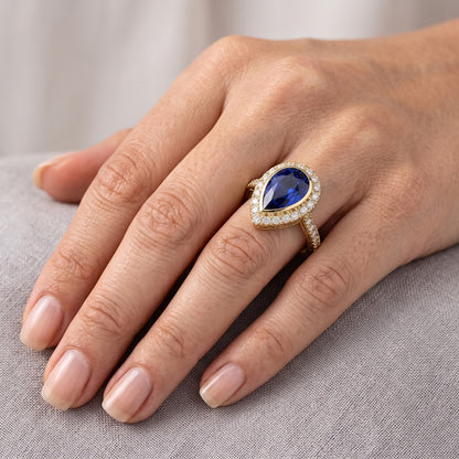 Natural Sapphire Ring 4ct - Yellow Gold 14K