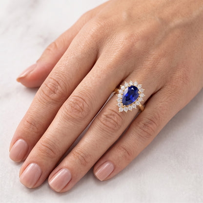 Natural Sapphire Ring 4ct - Yellow Gold 14K