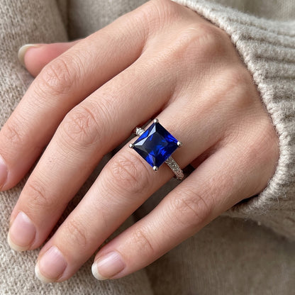 Natural Sapphire Ring 5.25ct - White Gold 14K