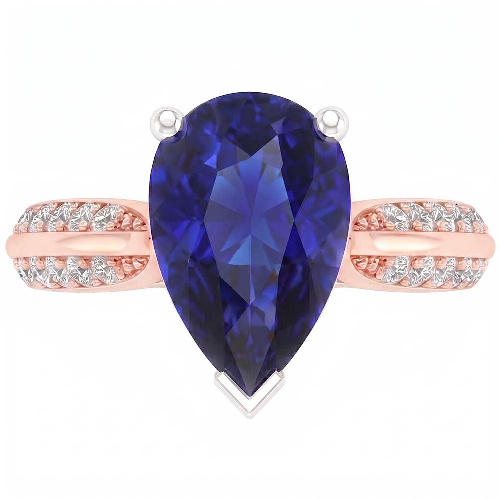 Natural Sapphire Ring 5.50ct - Two Tone 14K Gold