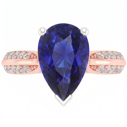 Natural Sapphire Ring 5.50ct - Two Tone 14K Gold