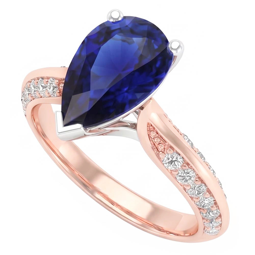 Natural Sapphire Ring 5.50ct - Two Tone 14K Gold