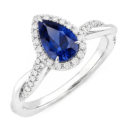 Natural Sapphire Ring 5.50ct - White Gold 14K