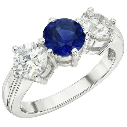 Natural Sapphire Ring 5.50ct - White Gold 14K