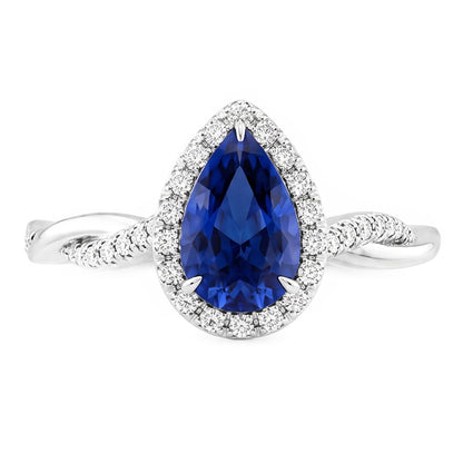 Natural Sapphire Ring 5.50ct - White Gold 14K