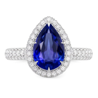 Natural Sapphire Ring 5.50ct - White Gold 14K