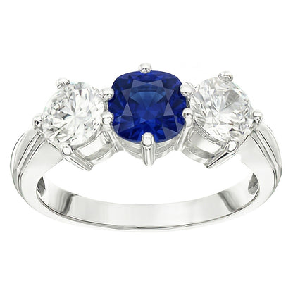 Natural Sapphire Ring 5.50ct - White Gold 14K