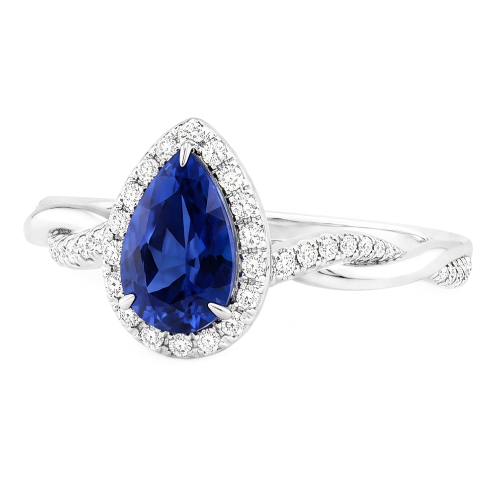 Natural Sapphire Ring 5.50ct - White Gold 14K